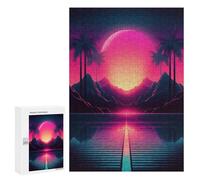 Puzzles 300 PCS pour Adolescents Tropical Synthwave Scenery Puzzles pour Adultes - Jouets À Faire Soi-même, mais Aussi Un Défi Éducatif Amusant Et Humoristique 300 PCS