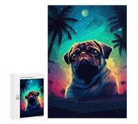 Puzzles 300 PCS pour Adolescents Vaporwave Pug Pixel Art Puzzles pour Adultes Décoration Murale Jouet Difficile, Difficile, Stimulant À Compléter 300 PCS