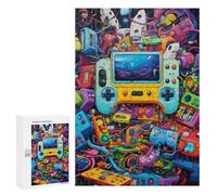 Puzzles 300 PCS pour Adolescents Vibrant Retro Gaming Collage Puzzles pour Adultes Jeux Relaxants Difficulté Défi Éducatif Difficile 300 PCS
