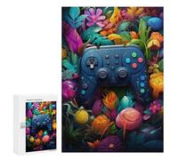 Puzzles 300 PCS pour Adolescents Video Game Controller in A Floral Paradise Puzzles pour Adultes Jeux Relaxants Difficulté Défi Éducatif Difficile 300 PCS