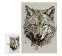 Puzzles 300 PCS pour Adolescents Vintage Paint Wolf Puzzles pour Adultes - Jeux De Construction - Analyse Et Logique - Idées Cadeaux pour Toute La Famille 300 PCS