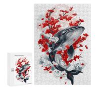 Puzzles 300 PCS pour Adolescents Whale and Cherry Blossoms Puzzles pour Adultes À Monter Soi-même - Jeux Éducatifs Et Amusants en Famille 300 PCS