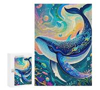 Puzzles 300 PCS pour Adolescents Whale in Colorful Abstract Ocean Puzzles pour Adultes Jeu De Réflexion Cadeau d'anniversaire Difficile À Compléter 300 PCS