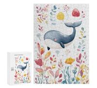 Puzzles 300 PCS pour Adolescents Whale Watercolor Illustration Puzzles pour Adultes Jeu De Réflexion Cadeau d'anniversaire Difficile À Compléter 300 PCS