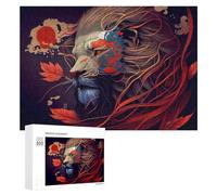 Puzzles 300 PCS pour Adolescents Whimsical Lion Portrait Puzzles pour Adultes Jeux Relaxants Difficulté Défi Éducatif Difficile 300 PCS