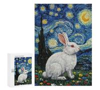 Puzzles 300 PCS pour Adolescents White Rabbit in Starry Night Style Puzzle Adulte Jeu Familial Une Œuvre d'art À Offrir en Cadeau À Toute La Famille 300 PCS
