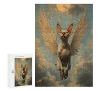 `Puzzles 300 PCS pour Adolescents Winged Sphynx Cat Angelic Sphynx Cat Puzzles pour Adultes Jeux De Détente Découpe De Précision Offre Spéciale Cadeaux pour Toute La Famille 300 PCS