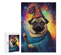 Puzzles 300 PCS pour Adolescents Wizard Pug Funny Pixel Art Jeu De Puzzle Casse-tête Anti-Stress Stimulant À Compléter 300 PCS