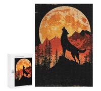 Puzzles 300 PCS pour Adolescents Wolf Howling at The Moon Puzzles pour Adultes À Monter Soi-même - Jeux Éducatifs Et Amusants en Famille 300 PCS