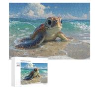 Puzzles 300 PCS pour Adultes Baby Sea Turtle on Beach Puzzles pour Adultes, Jouet, Décoration Murale, Améliore La Mémoire, Cadeau d'anniversaire, Cadeaux, 300 PCS