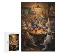 Puzzles 300 PCS pour Adultes Cats Beer in A Tavern Adolescents Puzzles Jeu Manuel Découpe De Précision Aide À Stimuler Le Cerveau 300 PCS