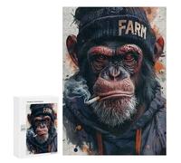 Puzzles 300 PCS pour Adultes Chill Monkey with Cigarette -1 Puzzle, Jouet, Décoration Murale, mais Amusant Et Humoristique, Cadeau d'anniversaire Unique 300 PCS