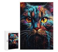 Puzzles 300 PCS pour Adultes Colorful Cat Abstract Art Puzzle, Jouet, Décoration Murale, mais Amusant Et Humoristique, Cadeau d'anniversaire Unique 300 PCS
