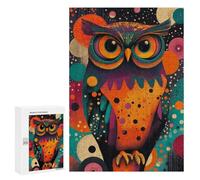 Puzzles 300 PCS pour Adultes Colorful Owl with Abstract Background Whimsical Owl Pop Art Adolescents Puzzles Jeu Manuel Découpe De Précision Aide À Stimuler Le Cerveau 300 PCS