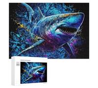 Puzzles 300 PCS pour Adultes Colorful Shark Splash Artwork -8 Puzzle, Jouet, Décoration Murale, mais Amusant Et Humoristique, Cadeau d'anniversaire Unique 300 PCS