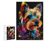 Puzzles 300 PCS pour Adultes Colorful Yorkshire Terrier Art Print-1 Puzzles pour Adolescents Activités Familiales Défi Éducatif Jeu Stimulant Et Divertissement en Famille 300 PCS
