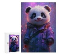Puzzles 300 PCS pour Adultes Cute Panda in Purple Coat Adolescents Puzzles Jeu Manuel Découpe De Précision Aide À Stimuler Le Cerveau 300 PCS
