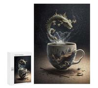 Puzzles 300 PCS pour Adultes Dragon Coffee Mug Fantasy Adolescents Puzzles Jeu Manuel Découpe De Précision Aide À Stimuler Le Cerveau 300 PCS