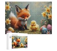 Puzzles 300 PCS pour Adultes Easter Fox and Chick Puzzle, Jouet, Décoration Murale, mais Amusant Et Humoristique, Cadeau d'anniversaire Unique 300 PCS