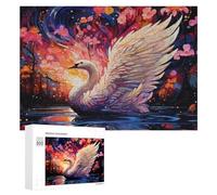Puzzles 300 PCS pour Adultes Enchanted Swan in A Whimsical Garden Puzzle, Jouet, Décoration Murale, mais Amusant Et Humoristique, Cadeau d'anniversaire Unique 300 PCS