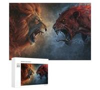 Puzzles 300 PCS pour Adultes Fantasy Lion Vs. Demon Battle Puzzle, Jouet, Décoration Murale, mais Amusant Et Humoristique, Cadeau d'anniversaire Unique 300 PCS