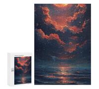 Puzzles 300 PCS pour Adultes Galactic Sunset Over Ocean Puzzles pour Adolescents Activités Familiales Défi Éducatif Jeu Stimulant Et Divertissement en Famille 300 PCS