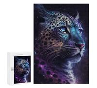 Puzzles 300 PCS pour Adultes Glowing Leopard Portrait-2 Puzzles pour Adolescents Activités Familiales Défi Éducatif Jeu Stimulant Et Divertissement en Famille 300 PCS