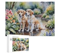 Puzzles 300 PCS pour Adultes Golden Retrievers in Garden Puzzle, Jouet, Décoration Murale, mais Amusant Et Humoristique, Cadeau d'anniversaire Unique 300 PCS