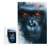 Puzzles 300 PCS pour Adultes Gorilla Face Art Print Puzzles pour Adolescents Activités Familiales Défi Éducatif Jeu Stimulant Et Divertissement en Famille 300 PCS