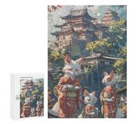 Puzzles 300 PCS pour Adultes Japanese Cats Anime Asian Adolescents Puzzles Jeu Manuel Découpe De Précision Aide À Stimuler Le Cerveau 300 PCS