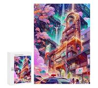 Puzzles 300 PCS pour Adultes Neon Cityscape Vibrant Future Puzzles pour Adultes, Jouet, Décoration Murale, Améliore La Mémoire, Cadeau d'anniversaire, Cadeaux, 300 PCS