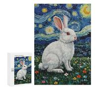 Puzzles 300 PCS pour Adultes Rabbit in Starry Night Style Painting Adolescents Puzzles Jeu Manuel Découpe De Précision Aide À Stimuler Le Cerveau 300 PCS