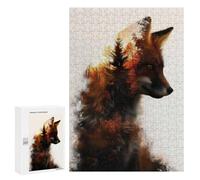 Puzzles 300 PCS pour Adultes Red Fox Double Exposure Puzzle pour Adultes - Jouets Anti-Stress - Améliore La Mémoire pour Les Joueurs 300 PCS