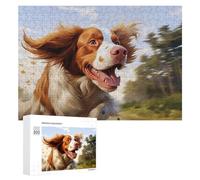 Puzzles 300 PCS pour Adultes Running Brittany Spaniel with Windblown Fur Jeu De Puzzle Casse-tête Cadeaux pour Femmes Activités Amusantes À La Maison 300 PCS