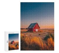 Puzzles 300 PCS pour Adultes Rustic Red Barn Sunset Puzzles pour Adolescents Activités Familiales Défi Éducatif Jeu Stimulant Et Divertissement en Famille 300 PCS