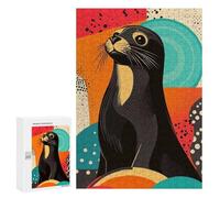 Puzzles 300 PCS pour Adultes Seal Pop Art Playful Seal Illustration Vibrant Seal Pop Art Design Puzzles pour Adultes, Jeux De Société en Famille, Cadeaux De Course De Vitesse Manuelle pour Les Amis