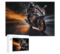 Puzzles 300 PCS pour Adultes Speeding Motorcycle with Flames Puzzle, Jouet, Décoration Murale, mais Amusant Et Humoristique, Cadeau d'anniversaire Unique 300 PCS