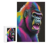 Puzzles 300 PCS pour Adultes Splash Art Gorilla Jeu De Puzzle Casse-tête Cadeaux pour Femmes Activités Amusantes À La Maison 300 PCS