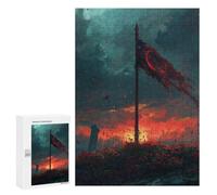 Puzzles 300 PCS pour Adultes Warrior's Sunset Flag Puzzles pour Adolescents Activités Familiales Défi Éducatif Jeu Stimulant Et Divertissement en Famille 300 PCS