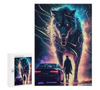 Puzzles 300 PCS pour Adultes Wolf Vs. Man A Digital Artwork Puzzles pour Adultes, Jouet, Décoration Murale, Améliore La Mémoire, Cadeau d'anniversaire, Cadeaux, 300 PCS