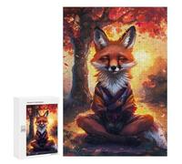 Puzzles 300 PCS pour Adultes Zen Meditating Fox Jeu De Puzzle Casse-tête Cadeaux pour Femmes Activités Amusantes À La Maison 300 PCS