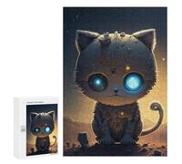 Puzzles 300 PCS Robotic Cat in Desert Night Puzzles pour Adolescents Jeux Relaxants Défi Difficile Cadeaux Uniques d'anniversaire Et De Noël 300 PCS