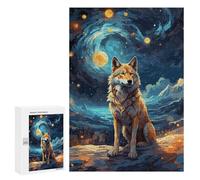 Puzzles 300 PCS Wolf Starry Night Puzzles pour Adolescents Jeux Relaxants Défi Difficile Cadeaux Uniques d'anniversaire Et De Noël 300 PCS
