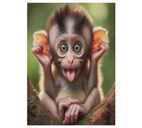 Puzzles 300 Pièces Adultes, Puzzle De Jeu, Singe Planche De Bois, Excellent Cadeau pour Enfants 42×30cm