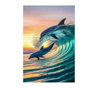 Puzzles 300 Pièces Adultes Vagues Dauphin, Jouet Educatif Développe Observation et Logique, Puzzle Adultes 300 Pièces 40 x 28 cm