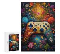 Puzzles 300 pièces pour adultes Coloré Floral Game Controller Jouet de puzzle Décoration murale, mais drôle et humoristique, Cadeaux d'anniversaire uniques 300 pièces