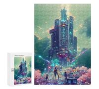Puzzles 300 pièces pour adultes Neon Skyscraper Dreamscape -1 puzzle jouet décoration murale, mais drôle et humoristique, cadeaux d'anniversaire uniques 300 pièces