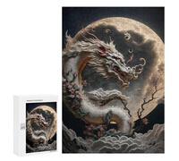 Puzzles 300 pièces pour adultes Séraphique Dragon Moonlit Sky pour adolescents Puzzles Jouets Décoration murale Analyse et logique Cadeaux de Noël et d'anniversaire 300 pièces