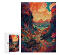 Puzzles 300 pièces pour adultes Whimsical Forest Sunset -1 pour adolescents Puzzles Jouets Décoration murale Analyse et logique Cadeaux de Noël et d'anniversaire 300 pièces