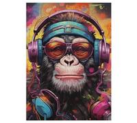 Puzzles 300 Pièces Singe Puzzle pour Adultes Et Enfants, en Bois Jeu Éducatif Défi Jouet, Jeu Familial Amusant 42×30cm